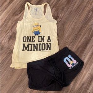 One in a minion PJ Set - tee and shorts - Size Medium